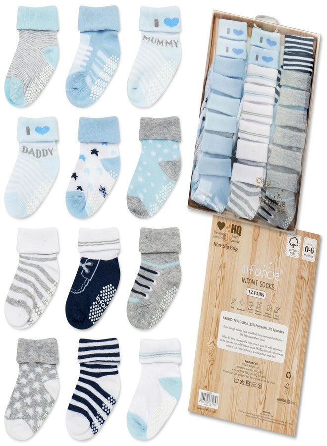 infancie Baby Socks Infant Socks 12 Pair – Soft And Comfortable Infant Sock 0-6 Months, Premium Boys Cotton Sock, Gift For Newborn Boys - Image 1